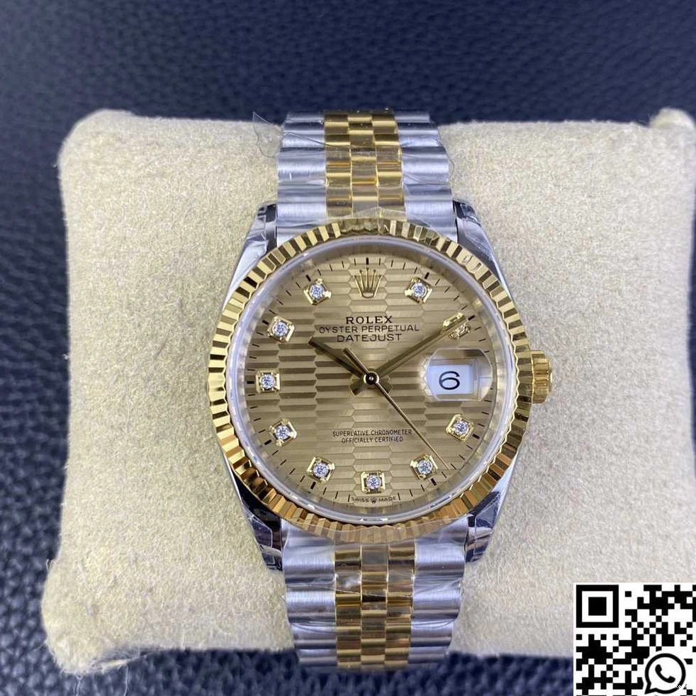 Two M126233 Diamond Rolex Datejust Tone Factory Motif Hourmarker Dial VS 36MM Silver 0920